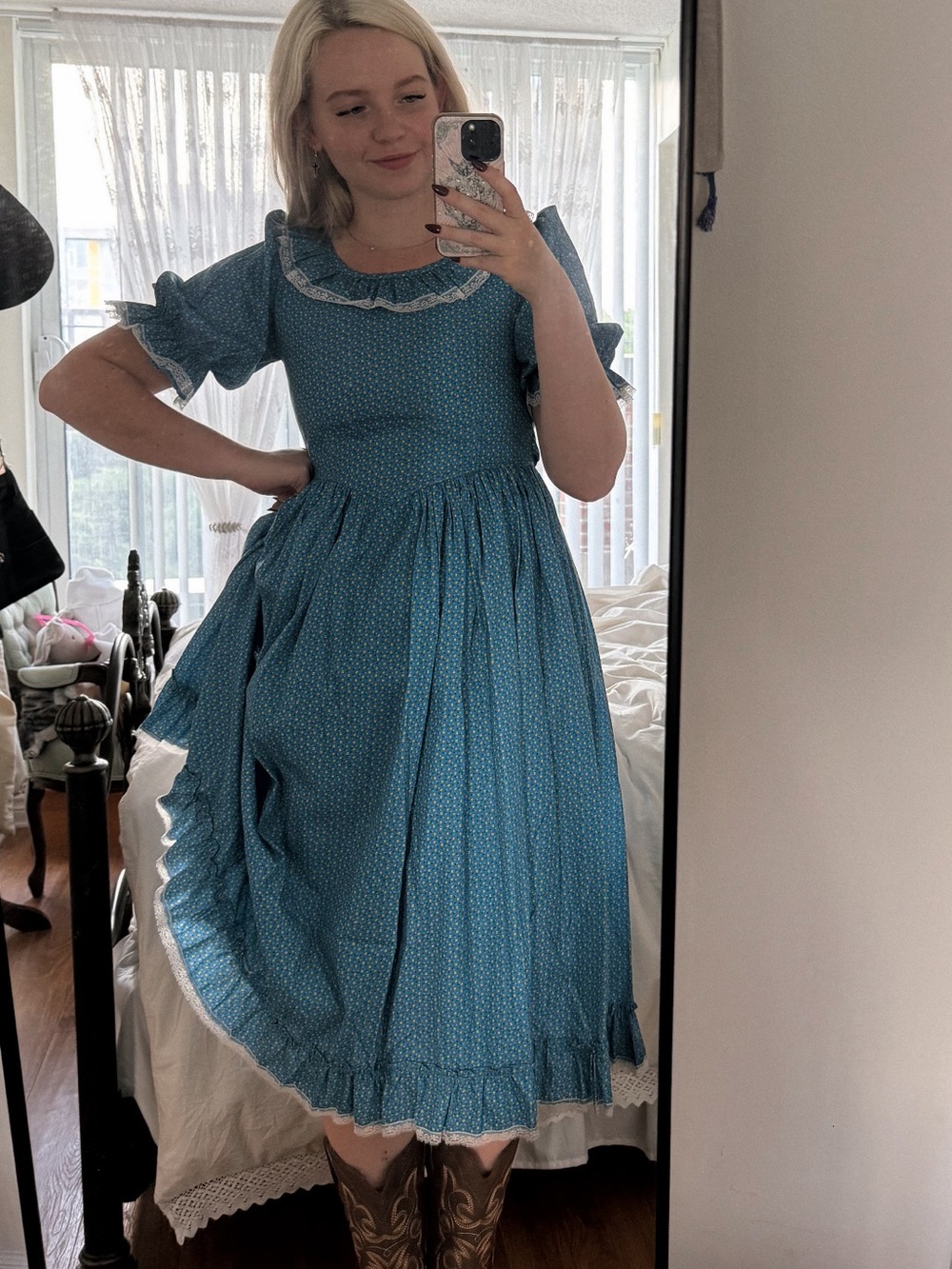 Gunne Sax inspired blue dress